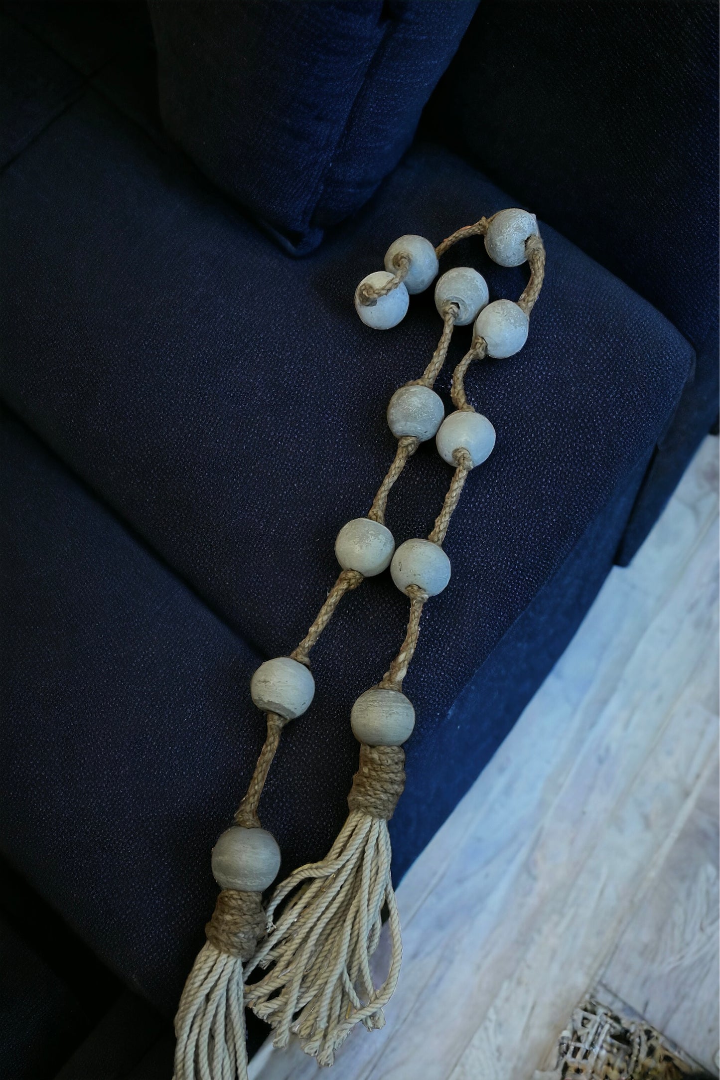 Delicate 2 Ends Concrete beads Garland + Natural cotton Tassel