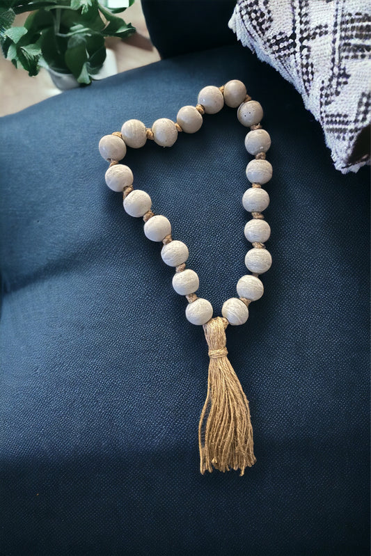 Knotted Concrete beads Garland + rustic jute tassel