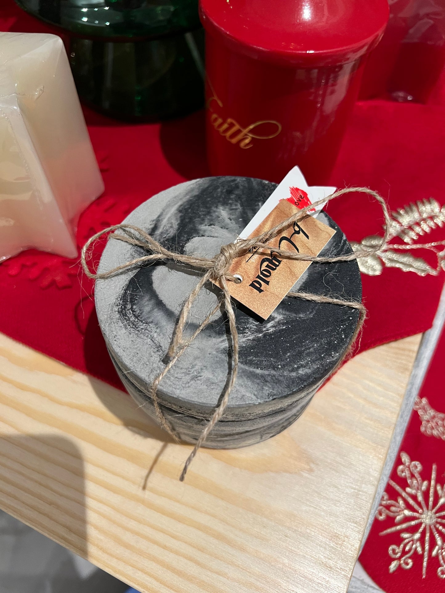 Concrete coasters in marble confetti